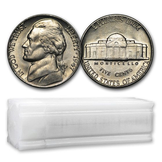1947 Jefferson Nickel 40-Coin Roll BU 1947 Jefferson Nickel 40-Coin Roll BU